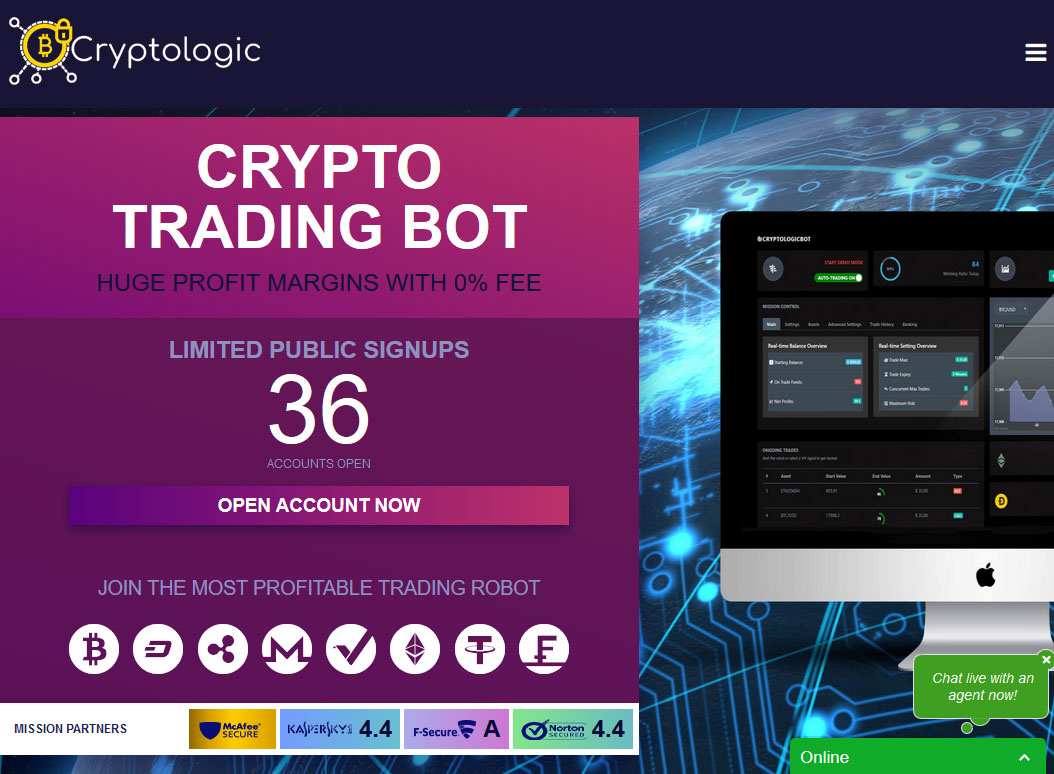 Cryptologic Trading Robot Website Screenshot