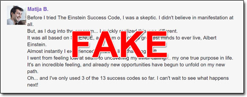 The Einstein Success Code Fake Comments