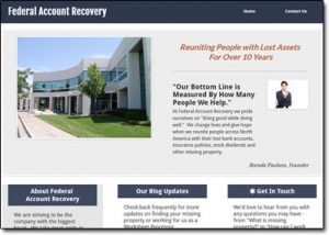 Federal Account Recovery Website Screenshot