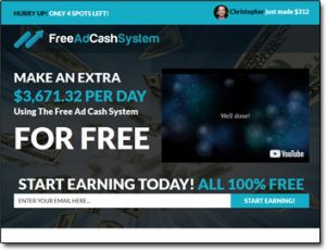 Free Ad Cash System Website Screenshot