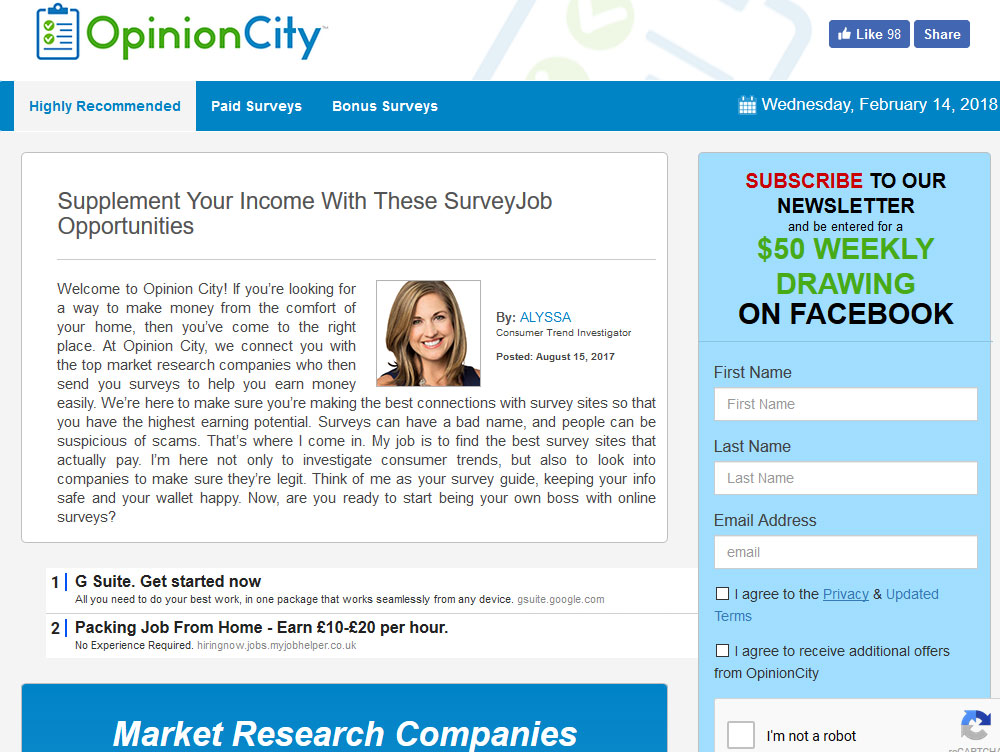 Opinion City Website Screenshot