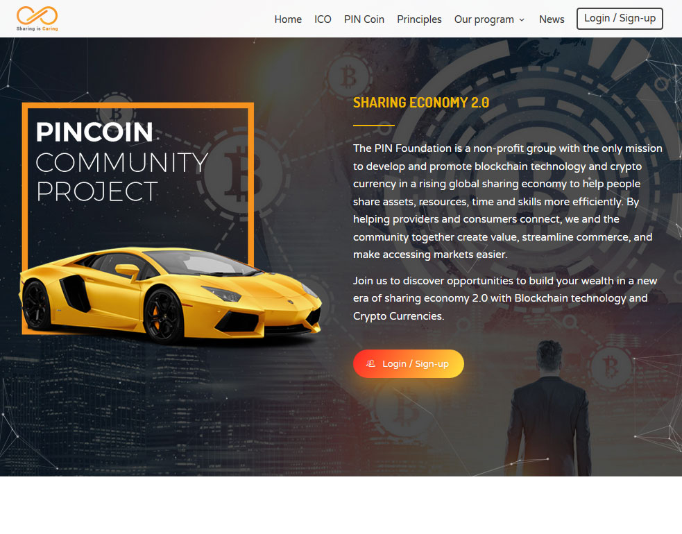 Pincoin Website Screenshot