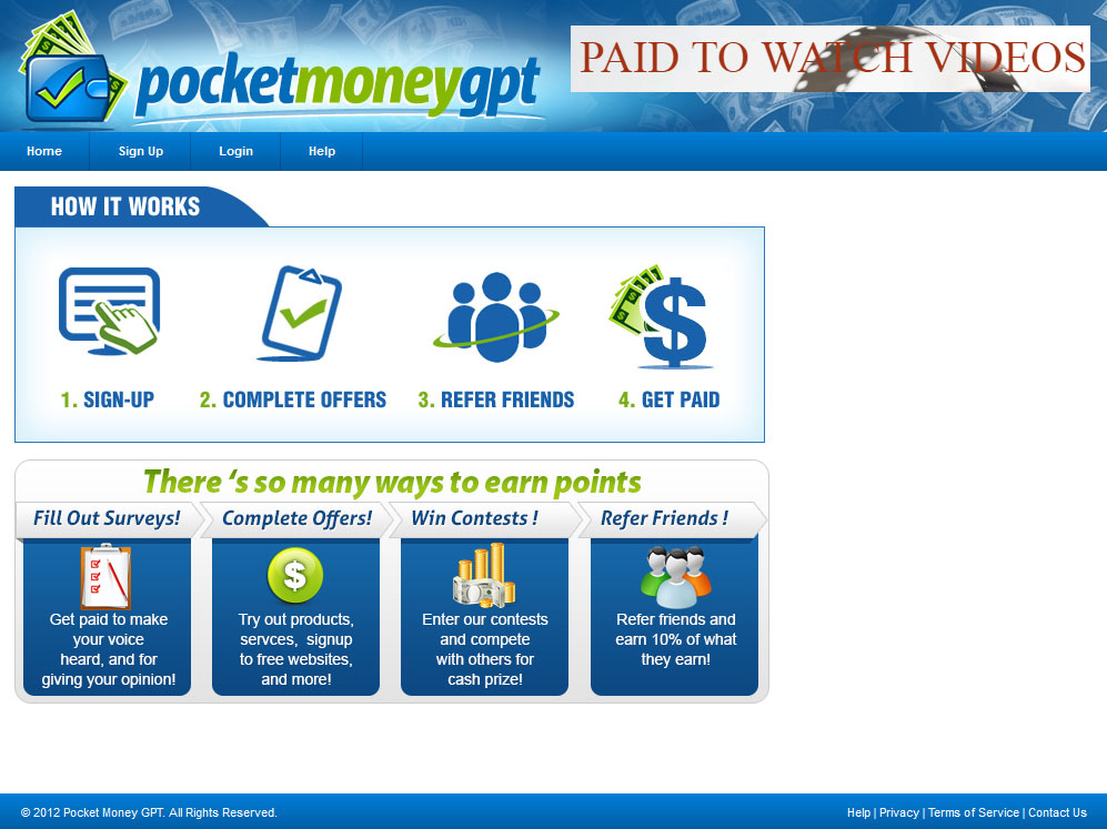 Pocket Money GPT Website Screenshot