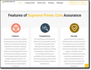 Supreme Power Coin Website Screenshot