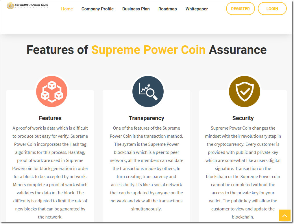 Supreme Power Coin Website Screenshot