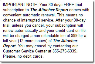 Altucher Report Terms
