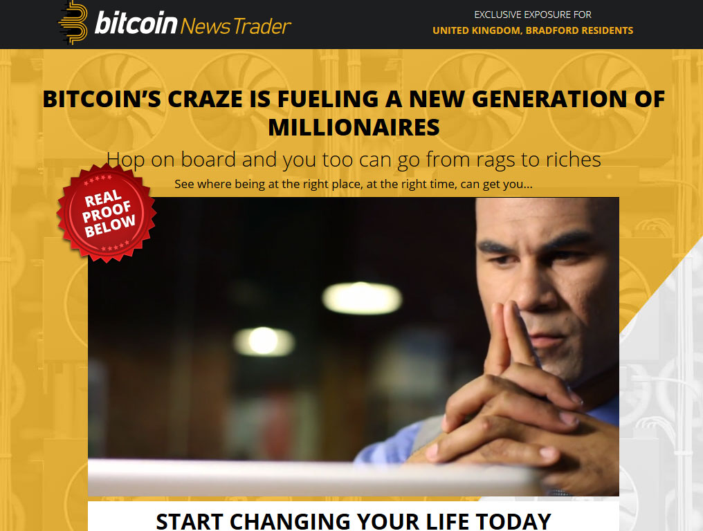 Bitcoin News Trader Website Screenshot