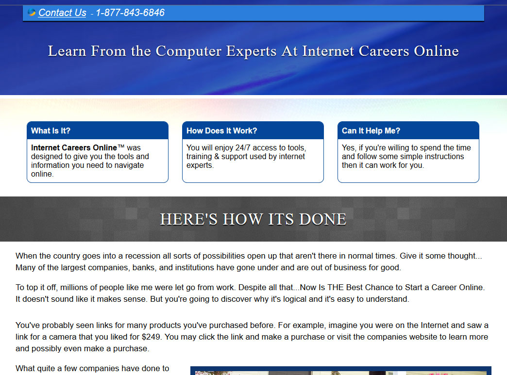 Internet Careers Online Website Screenshot