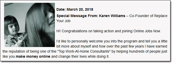 Karen Williams Online Jobs Now