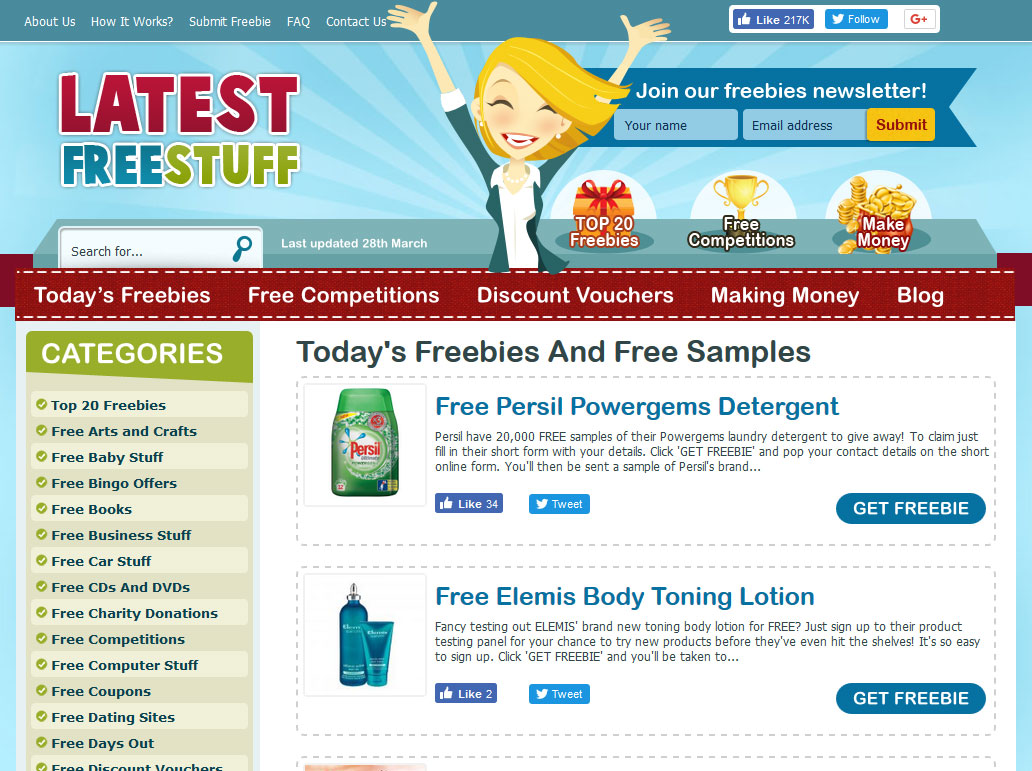 Latest Free Stuff UK Website Screenshot