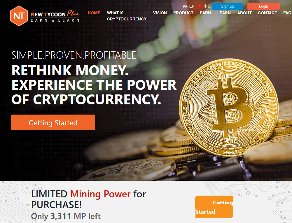 New Tycoon Plus Website Screenshot