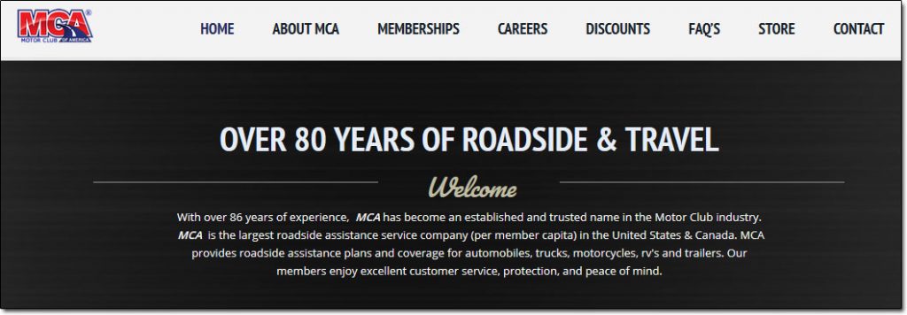 Motor Club of America Website Screenshot