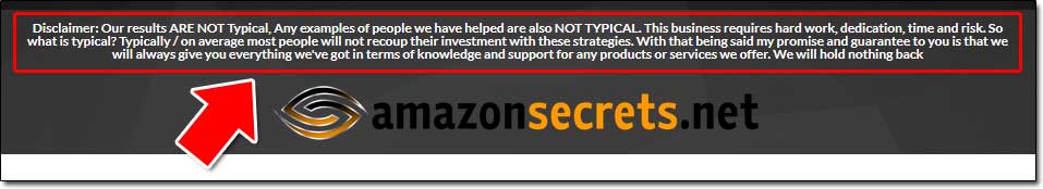 Amazon Secrets Income Disclaimer