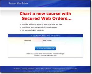 Secured Web Orders Website Screenshot