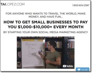 Tai Lopez's Social Media Marketing Agency Program Website Screenshot