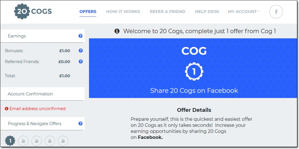 20 Cogs Member Dashboard