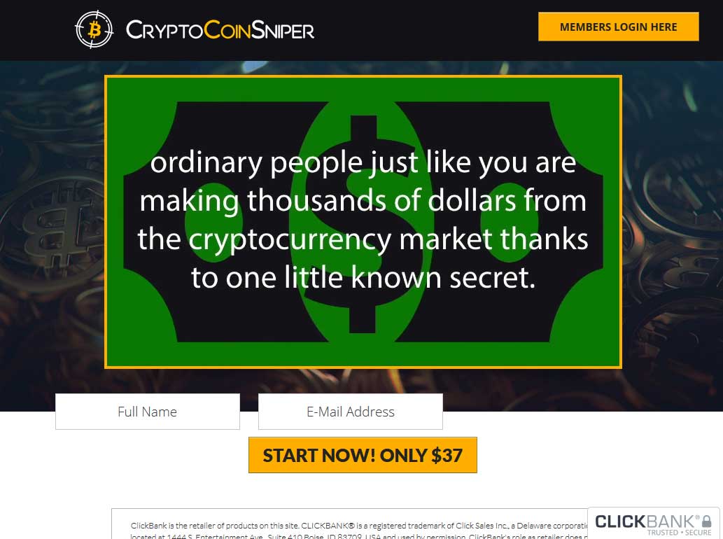 Crypto Coin Sniper System Website Screenshot