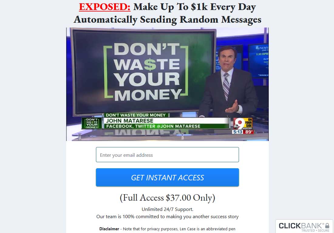 Message Money Machine Website Screenshot