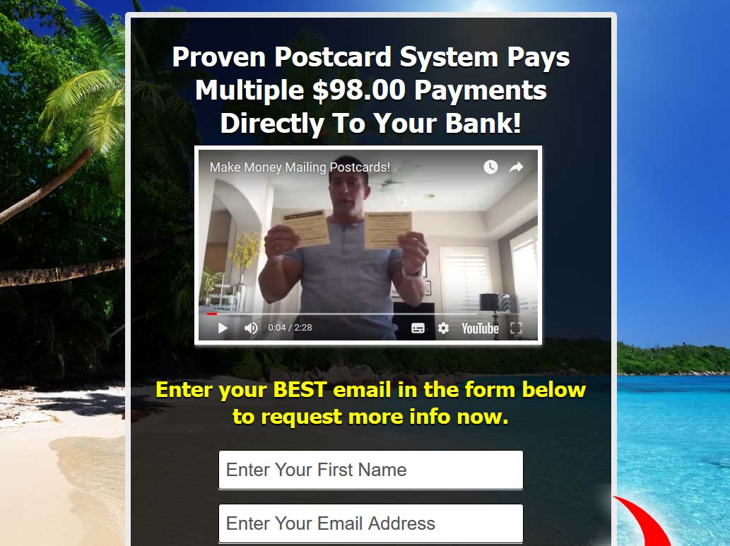 Postcards To Wealth System Website Screenshot