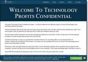 Technology Profits Confidential Newsletter Website Screenshot