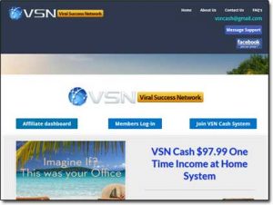 VSN Cash System Website Screenshot