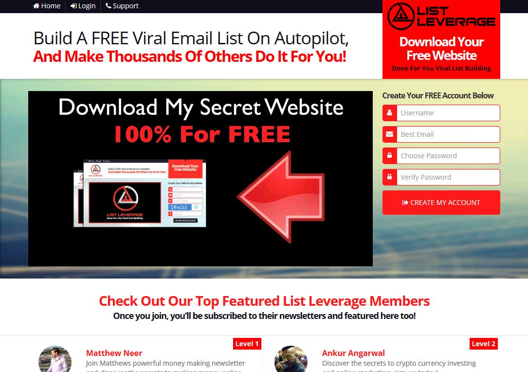 List Leverage Website Screenshot