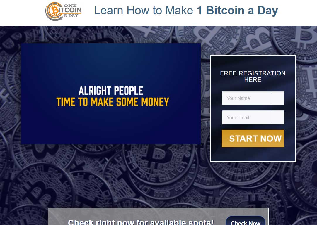 One Bitcoin A Day Website Screenshot