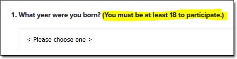 Reward Survey Age Restriction