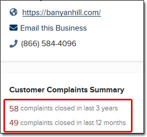 Banyan Hill BBB Complaints