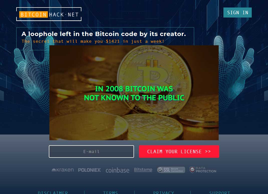 Bitcoin Hack System Website Screenshot