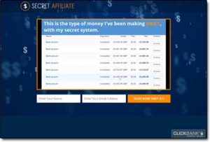 Secret Affiliate System Website Screenshot