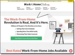 Work At Home Club Website Screenshot