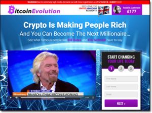 Bitcoin Evolution System Website Screenshot