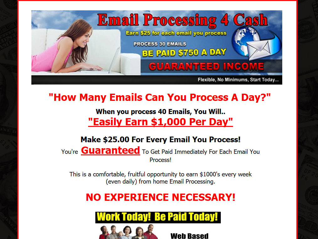 Email Processing 4 Cash Website Screenshot