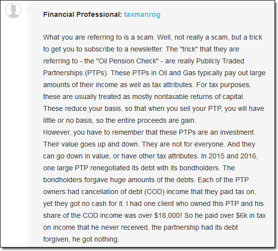 Financial Professional's Comments From JustAnswer