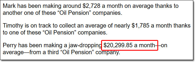 Guaranteed Oil Pension Checks Testimonials