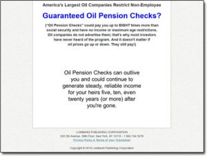 Guaranteed Oil Pension Checks Website Screenshot