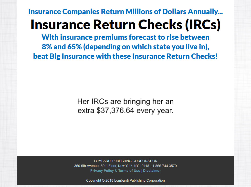 Insurance Return Checks Website Screenshot