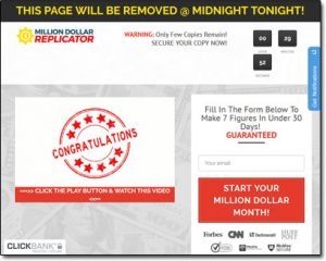 Million Dollar Replicator System Website Screenshot