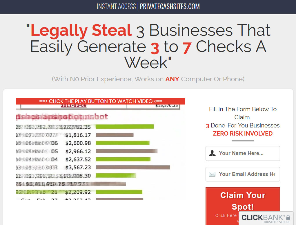 Private Cash Sites System Website Screenshot