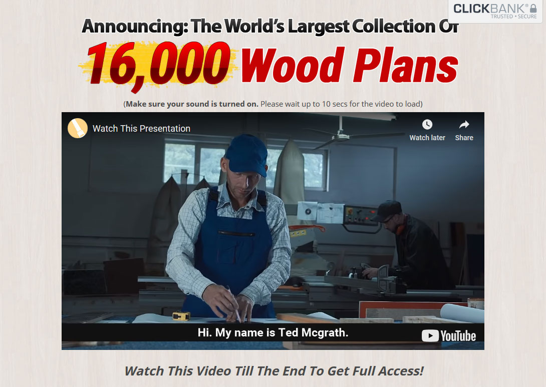 Teds Woodworking Website Screenshot