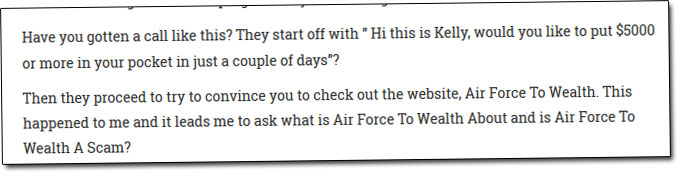 Air Force To Wealth Scam Call