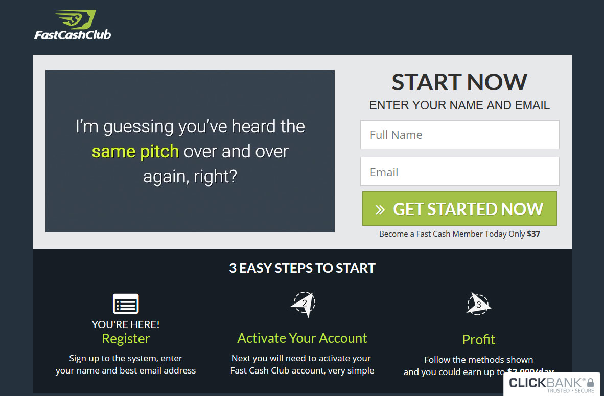 Fast Cash Club System Website Screenshot