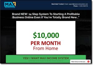 Max Income System Website Screenshot