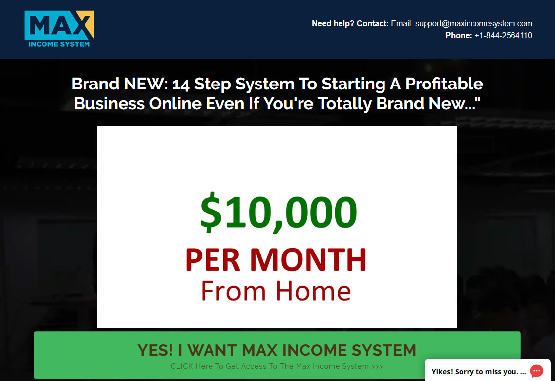 Max Income System Website Screenshot