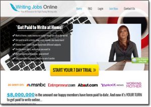 Writing Jobs Online Website Screenshot