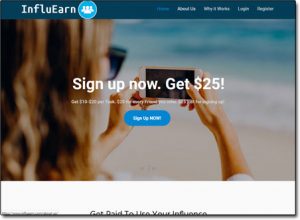 InfluEarn Website Screenshot