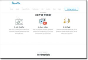 CloutPay Website Screenshot