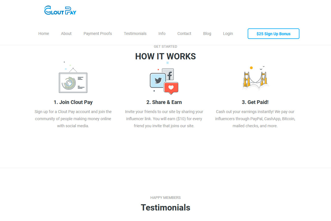CloutPay Website Screenshot