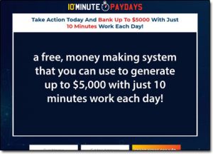 10 Minute Paydays Website Screenshot
